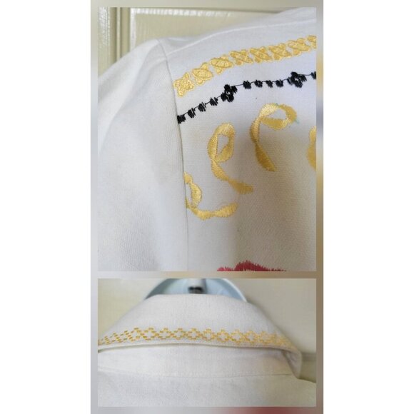 BFA Classic White Cottagecore Embroidered Denim Button Up Shaket SZ S - Picture 7 of 7